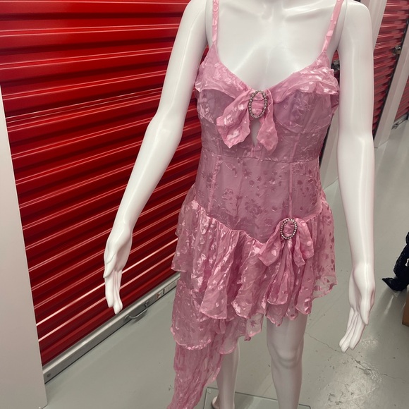 Pink Cosmo Asymmetrical Drapery Dress - Picture 7 of 15